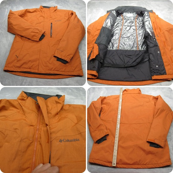 Columbia Jacket Mens Large Orange Waterproof Omni Heat Thermal Insulated Winter - Picture 1 of 14